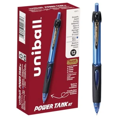 Afbeelding van uni ball Power Tank balpen, medium punt, 1 mm, blauw, 12 stuks