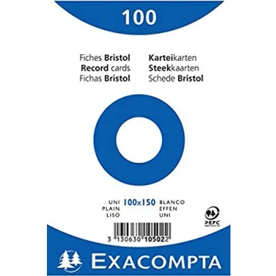 Afbeelding van Verpakking met 100 indexkaarten, formaat in folie, wit, ongeperforeerd, x 150 mm