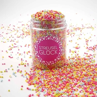 Image de Streusel Glück Just Pure Lot de 90 g perles sucre colorées pour anniversaire d&#039;enfant Décoration gâteau Cupcake Muffins Noël