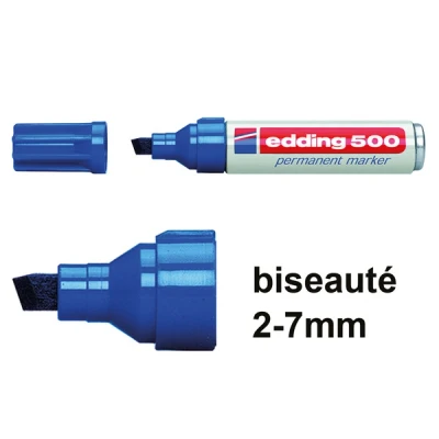 Image de edding marqueur permanent 500, pointe biseautée, bleu