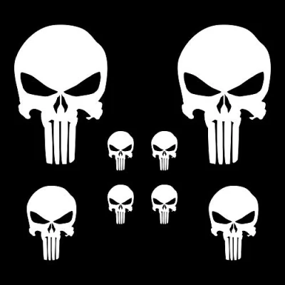 Afbeelding van Autodomy Schedel Stickers 8 stuks voor auto of motorfiets (wit)