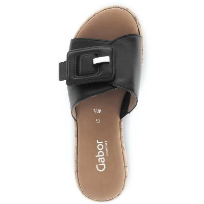 Afbeelding van Gabor Comfort Pantoffels schwarz, Dames, Maat: 40, Schwarz Leer