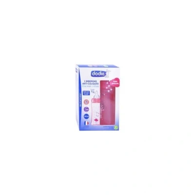 Image de Coffret 2 Biberons Initiation+ Anti Colique 330Ml Rose Danseuse +6 Mois Tétine Ronde 3 Vitesses Débit Dodie