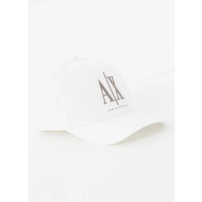 Afbeelding van Armani Exchange heren Pet met logoborduring in de kleur Gebroken wit
