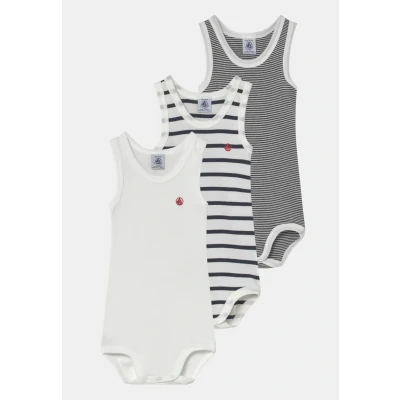 Afbeelding van Petit Bateau 3 PACK Unisex Body voor kinderen, Maat: 62, White/dark blue