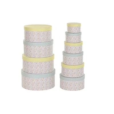 Afbeelding van Set van opstapelbare opbergboxen DKD Home Decor Groen Geel Multicolour Karton (37,5 x 37,5 18 cm)