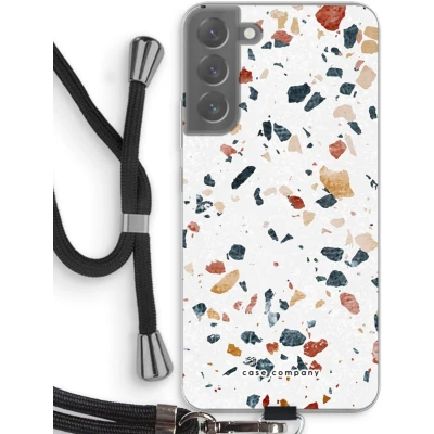 Afbeelding van Case Company® hoesje met Koord geschikt voor Samsung Galaxy S22 Plus Terrazzo N4 Telefoonhoesje Zwart Bescherming aan alle Kanten en Over de Schermrand