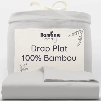 Afbeelding van Bamboe laken 240cm x 290 Grijs Bovenlaken 2 Persoons Ultrazacht plat Luxe Beddengoed Hypoallergeen lakens Puur Viscose Rayon Ultra ademende Stof Bambaw