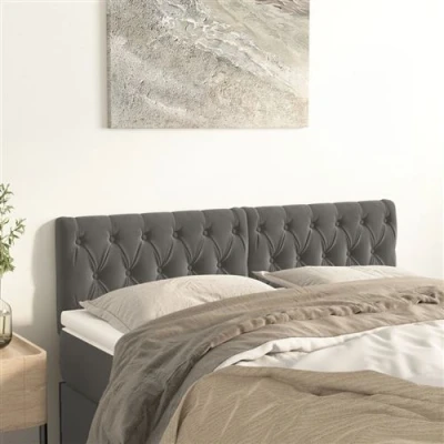Afbeelding van Hoofdborden 2 st 72x7x78/88 cm fluweel donkergrijs