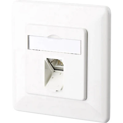 Afbeelding van Metz Connect 1307371002 I Netwerkdoos Inbouw (in muur) Inzet met centraalstuk en frame CAT 6 1 poort Zuiver wit