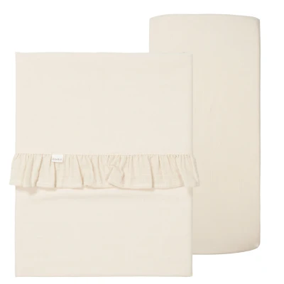 Afbeelding van Koeka Set Laken Ledikant + Hoeslaken Ruffle Faro Warm White