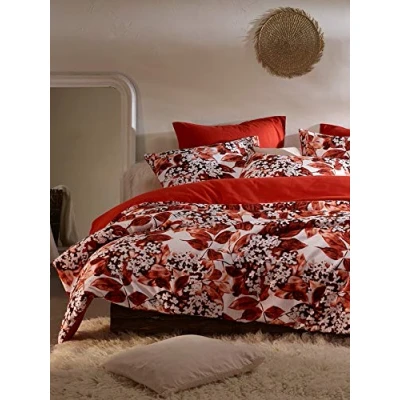 Afbeelding van De Witte Lietaer Dekbedovertrek Katoen Flanel Mimulus Tweepersoons 200 x 200/220 cm Rood