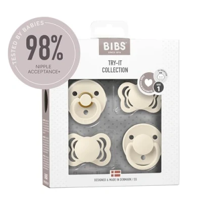 Afbeelding van BiBS Try it Collection Fopspenen Fase 1 Ivory 4 stuks
