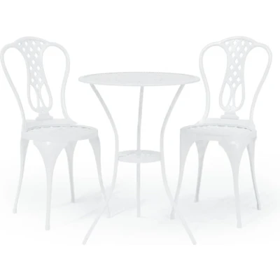 Afbeelding van 3 delige Bistroset gietaluminium wit
