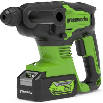Afbeelding van Greenworks 24V Boorhamer Zonder Accu En Oplader Zwart/Groen SDS+ Boorkop Slagkracht: 2 Joule Compatibel met alle Accu&#039;s van