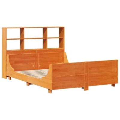 Afbeelding van vidaXL Bed met boekenkast zonder matras hout wasbruin 160x200 cm