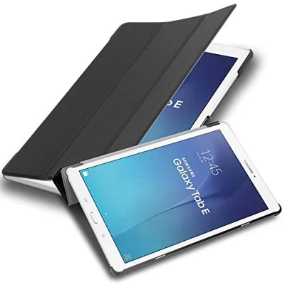 Afbeelding van Cadorabo Tablet Hoesje geschikt voor Samsung Galaxy Tab E (9.6 inch) in SATIJN ZWART Ultra dun beschermend geval ZONDER automatische Wake Up en Stand functie Book Case Cover Etui