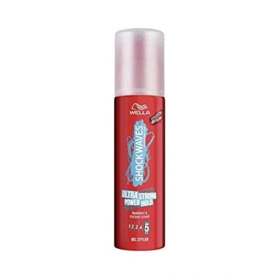 Afbeelding van Wella Shockwaves Ultra Strong Power Hold Gel Styler, haargel voor meer textuur en tot 20 uur grip, sneldrogende alcoholvrije formule, 6 x 100 ml