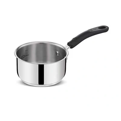 Afbeelding van Lagostina Praktische steelpan van staal 18/10 met lange siliconen handgreep, pan voor inductie, gas en oven tot 210, 16 cm