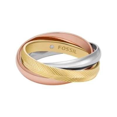 Image de Fossil JF048079985 Harlow Bague pour femme en Acier inoxydable tricolore, inoxydable, Aucune pierre précieuse