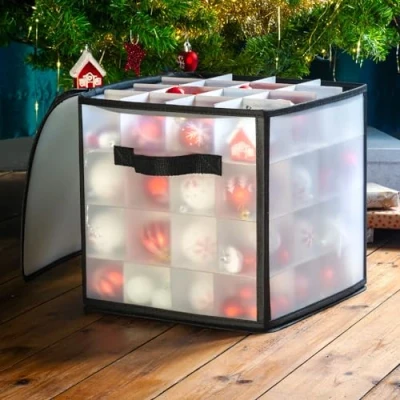 Afbeelding van CKB Kerstballen Opbergbox met Vakjes voor Kerst Opbergen en Opslaan van Versieringen, Kerstboom Opbergtas Opbergzak Kerstboom, Opbergdoos Kerstversiering