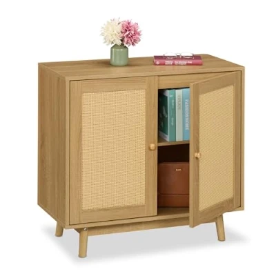 Afbeelding van dressoir op pootjes 80 cm hout look woonkamer