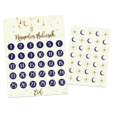 Afbeelding van Folat 24898 Mubarak Eid decoratieve kalender aftelkalender ster maan accessoires Ramadan meerkleurig