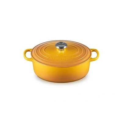 Afbeelding van Le Creuset Signature braadpan van geëmailleerd gietijzer met deksel, Ø 27 cm, ovaal, 4,1 liter, 4,425 kg, Nectar geel, 21178276724430