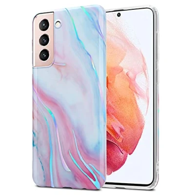 Afbeelding van Cadorabo Hoesje geschikt voor Samsung Galaxy S21 5G in Wit Roze Marmer No. 15 Beschermhoes gemaakt van TPU siliconen Case Cover met mozaïek motief
