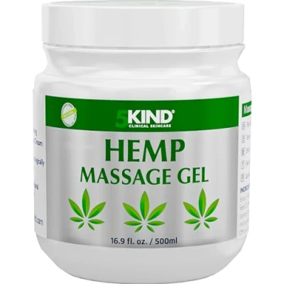 Image de 5kind Baume actif de chanvre 500ml Formule d&#039;huile pour soulager le dos, problèmes musculaires, application les pieds, genoux, cou, épaules Gel massage avec extraits naturels