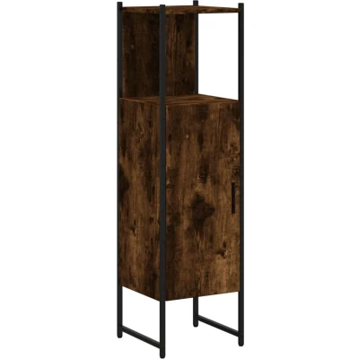 Afbeelding van Badkamerkast 33x33x120,5 cm bewerkt hout gerookt eikenkleurig