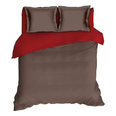 Afbeelding van Romanette Comtesse flanel dekbedovertrek Bruin/ Rood Lits jumeaux (270x200/220 cm + 2 slopen)