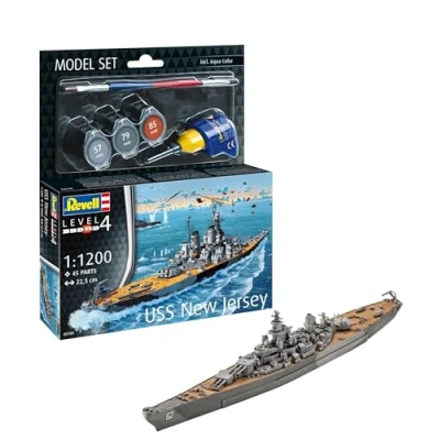 Afbeelding van 1:1200 Revell 65183 Battleship USS New Jersey Model Set Plastic Modelbouwpakket