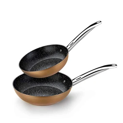 Afbeelding van Monix Copper Set van 2 pannen 20 24 cm, gesmeed aluminium, Quantanium antiaanbaklaag zonder PFOA, compatibel met alle warmtebronnen, inclusief inductie