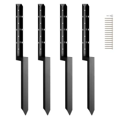 Image de VEVOR Kit de réparation poteau clôture, 4 pcs, support en acier robuste, intérieur 51 x mm, piquet d&#039;ancrage au sol pour clôture bois incliné ou cassé