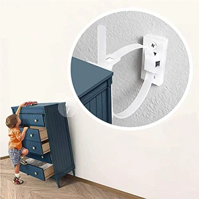 Afbeelding van 12 stuks anti kantelen voor meubels, meubelankergordelset, aardbevingsbestendig en meubelbescherming, kantelbestendige nylon riemen met bevestigingsmateriaal het bevestigen van meubels