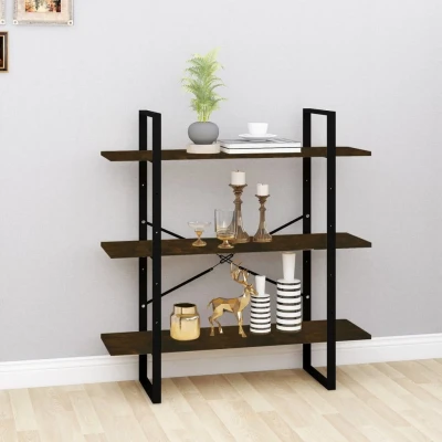 Afbeelding van Boekenkast 100x30x105 cm bewerkt hout gerookt eikenkleurig