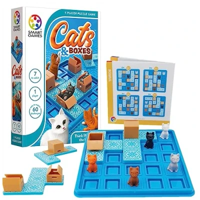 Image de SmartGames Chats &amp; Boxes, Jeu de puzzle avec 60 challenges, 7 ans et plus, SG450