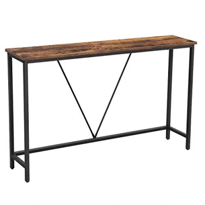 Afbeelding van VASAGLE Stabiele consoletafel van staal, voor entree, woonkamer, slaapkamer, industriële stijl, vintage bruin en zwart, 120 x 23 74 cm (b d h)