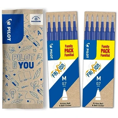 Image de PILOT 2 Etuis de 6 Recharges FriXion pour stylo effaçable. Compatibles Ball et Clicker Bleu Pointe Moyenne