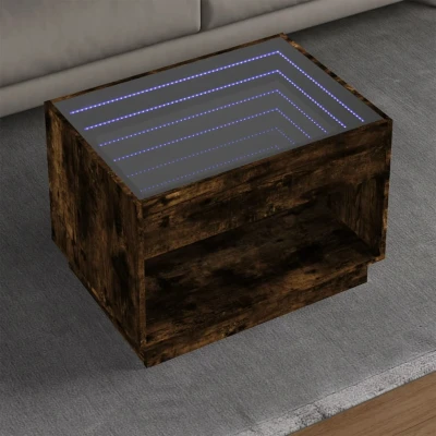 Afbeelding van Salontafel met Infinity LED 70x50x50 cm gerookt eikenkleurig