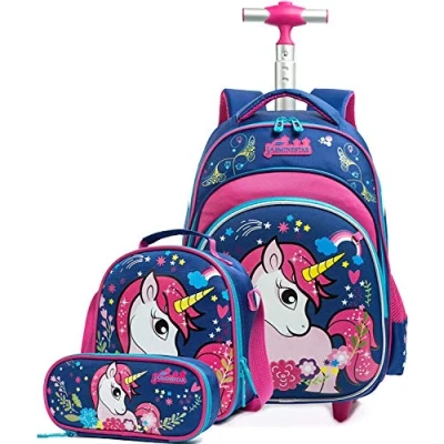 Afbeelding van HTgroce Meisjes Rugzak Eenhoorn Voorschoolse voor Meisjes, Basisschooltas Geschikt GS, CP, CE1, CE2, CM1, CM2 Inbegrepen Kinderpotloodetui Perfect school., Blauw