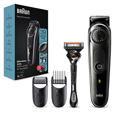 Image de Tondeuse Homme Braun Beard Trimmer 5 BT5342 pour Visage Cheveux Lames Aiguisées Métal Noir Gris
