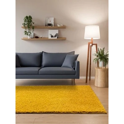 Afbeelding van Interiyou Sofia Hoogpolig tapijt 200x290 cm geel pluizig effen wasbaar antislip zacht