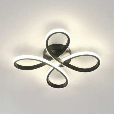 Afbeelding van Comely Led plafondlamp, 30 W, 3375 lm, modern, creatief, bloemenvorm, plafondlamp voor slaapkamer, woonkamer, keuken, neutraal licht, 4500 K, diameter cm, zwart