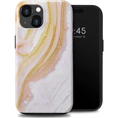 Afbeelding van Selencia Hoesje Geschikt voor iPhone 15 Vivid Backcover Chic Marble Gold