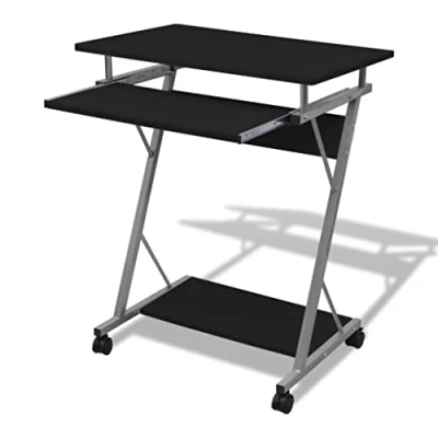 Image de vidaXL Bureau d&#039;ordinateur compact avec plateau à clavier Noir20051