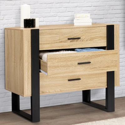 Image de Commode 3 tiroirs PHOENIX bois et noir