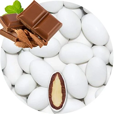 Image de EinsSein 0,5 kg dragées mariage chocolatées chocolat au lait blanc terne dragees baptême, communion, célébrer, fête, candybar Cadeaux pour les invités Bonbon aux Amande Badem sekeri