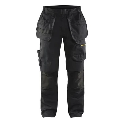 Image de Pantalon services stretch avec poches flottantes noir/jaune